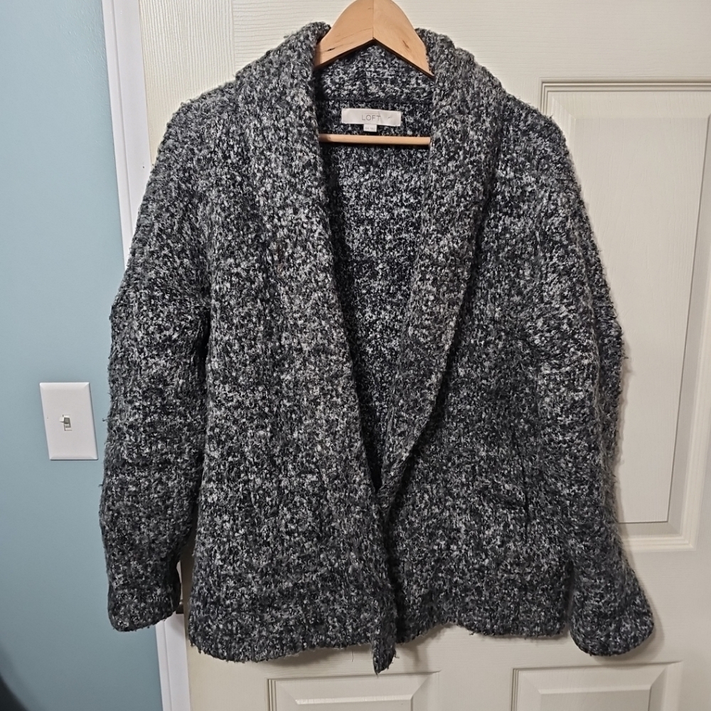 Loft Modern Thick Knit Soft Cardigan Marbled Womens Oversized XS/S Good PreOwned